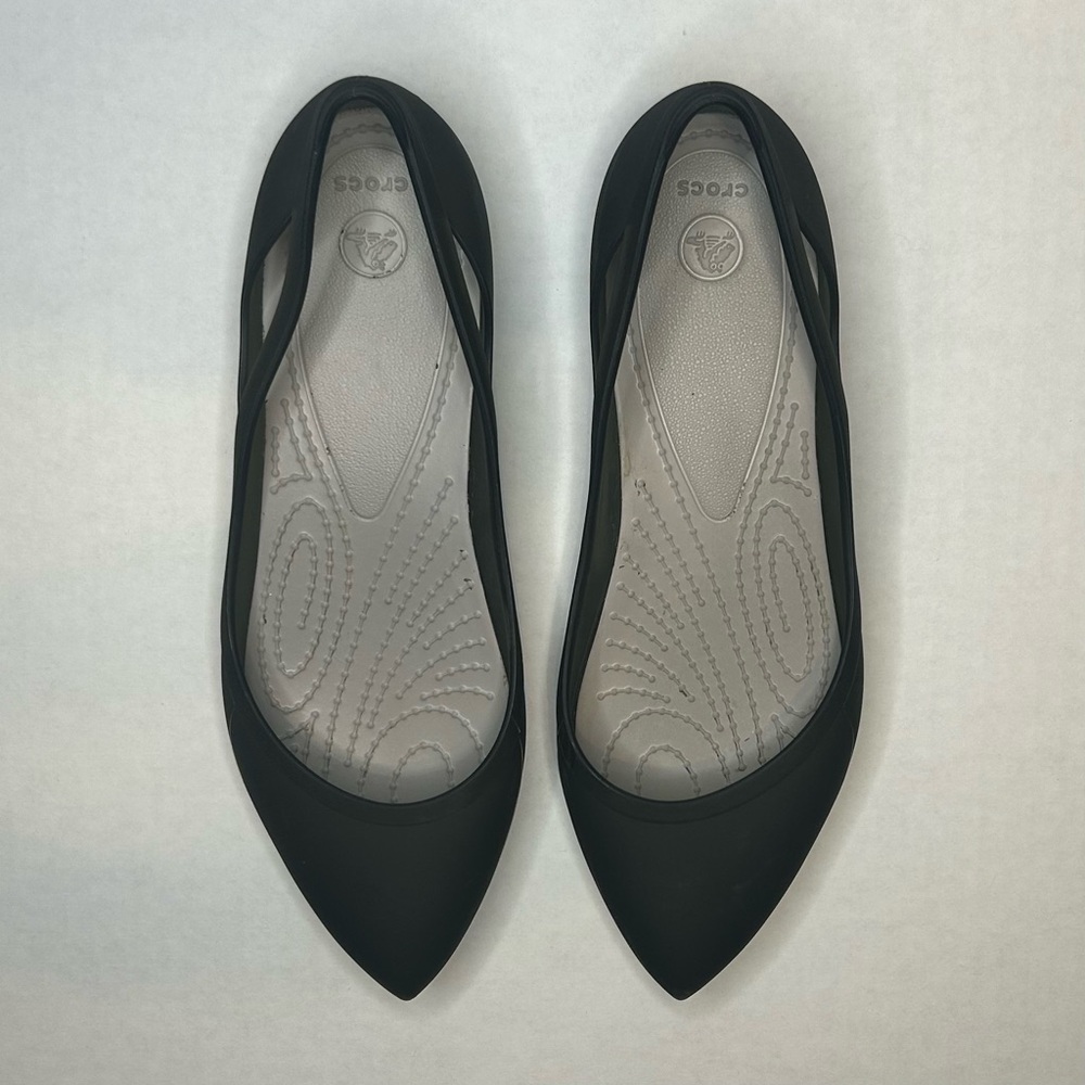 Crocs Women's Dark Grey-Green Size 8 Wide Flats